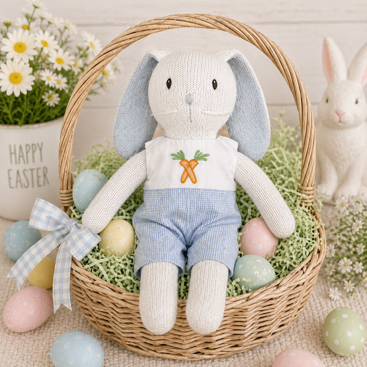Knit Bunny Doll with Embroidered Romper