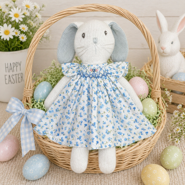 Knit Bunny Doll with Floral Print Dress