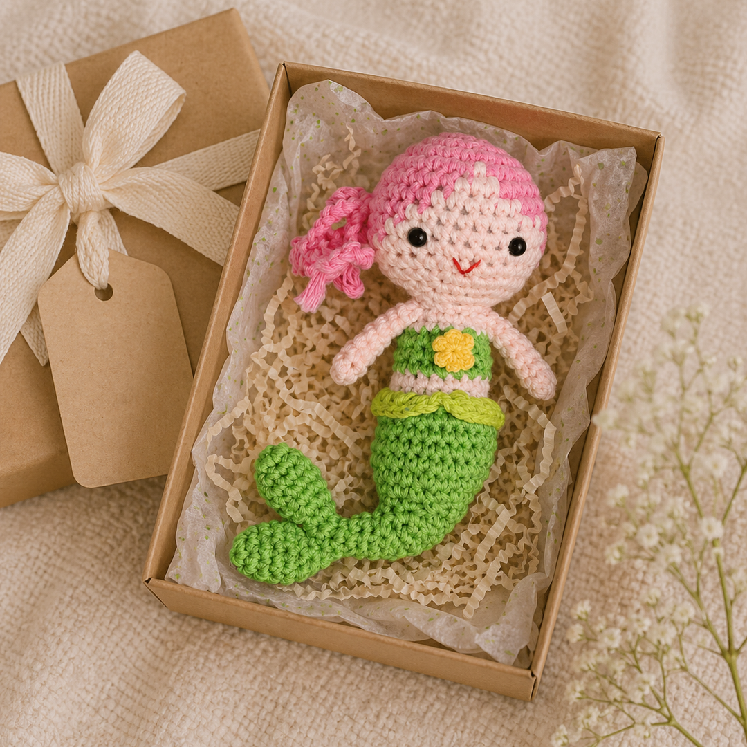 Mermaid Hand Crochet Rattle