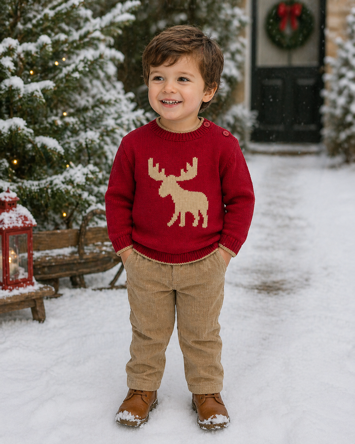 Moose Intarsia Knit Sweater