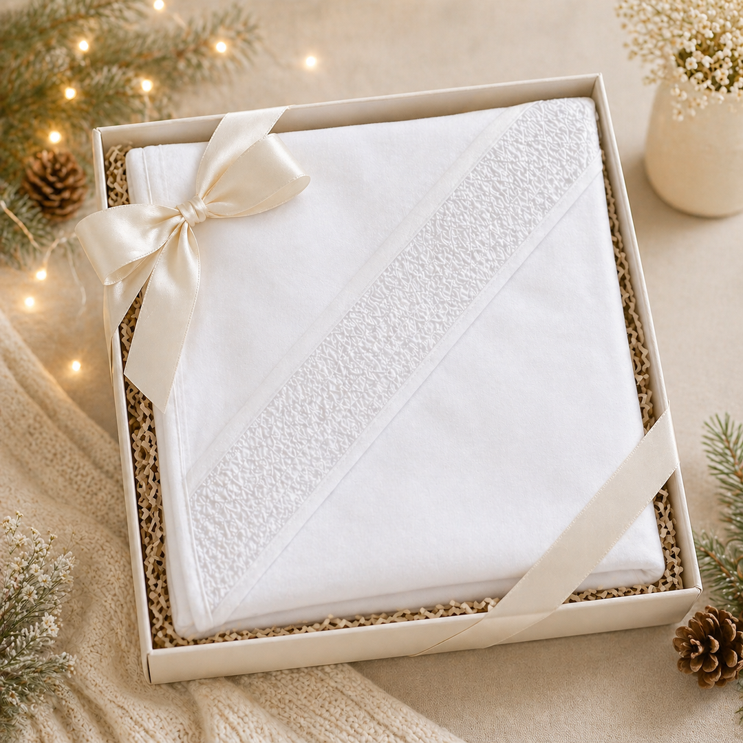 Neutral Smocked Blanket