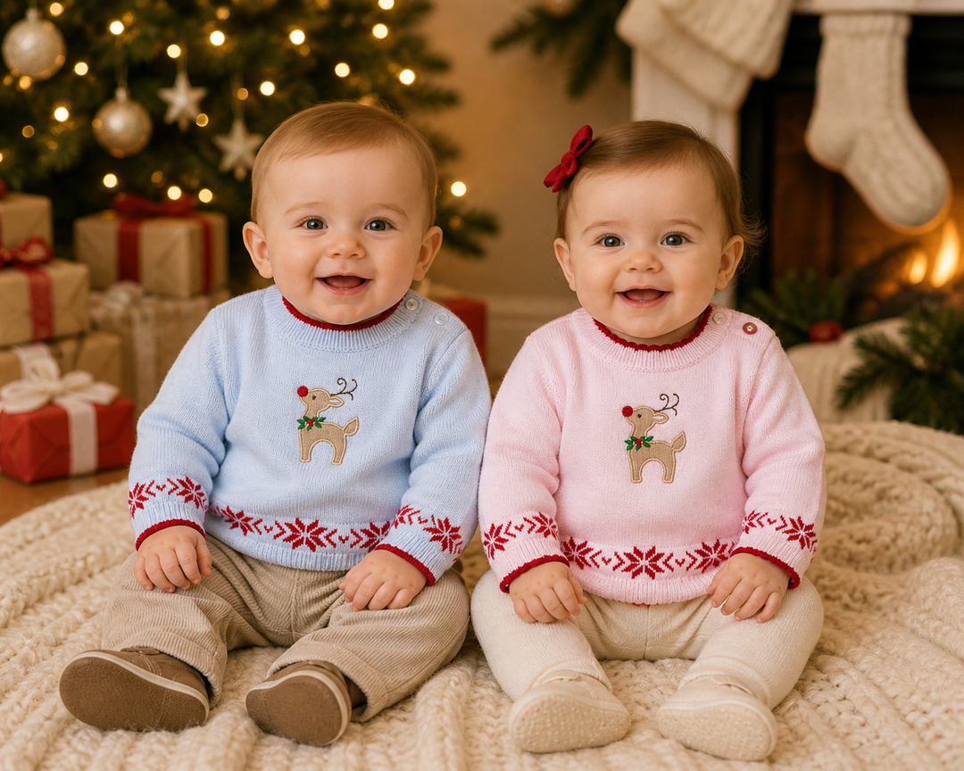Reindeer Lightweight Knit Sweater in Blue
