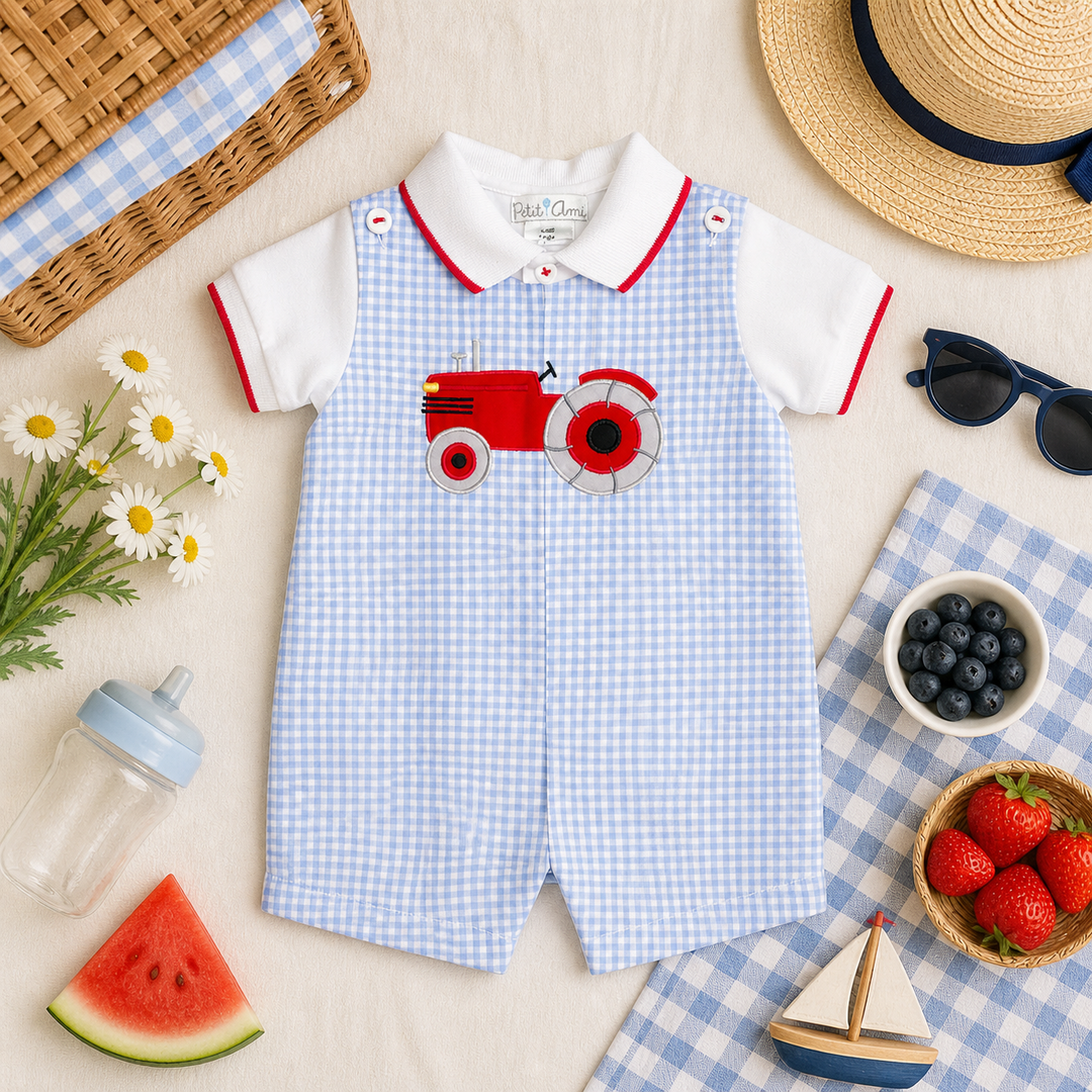Romper with Tractor Applique