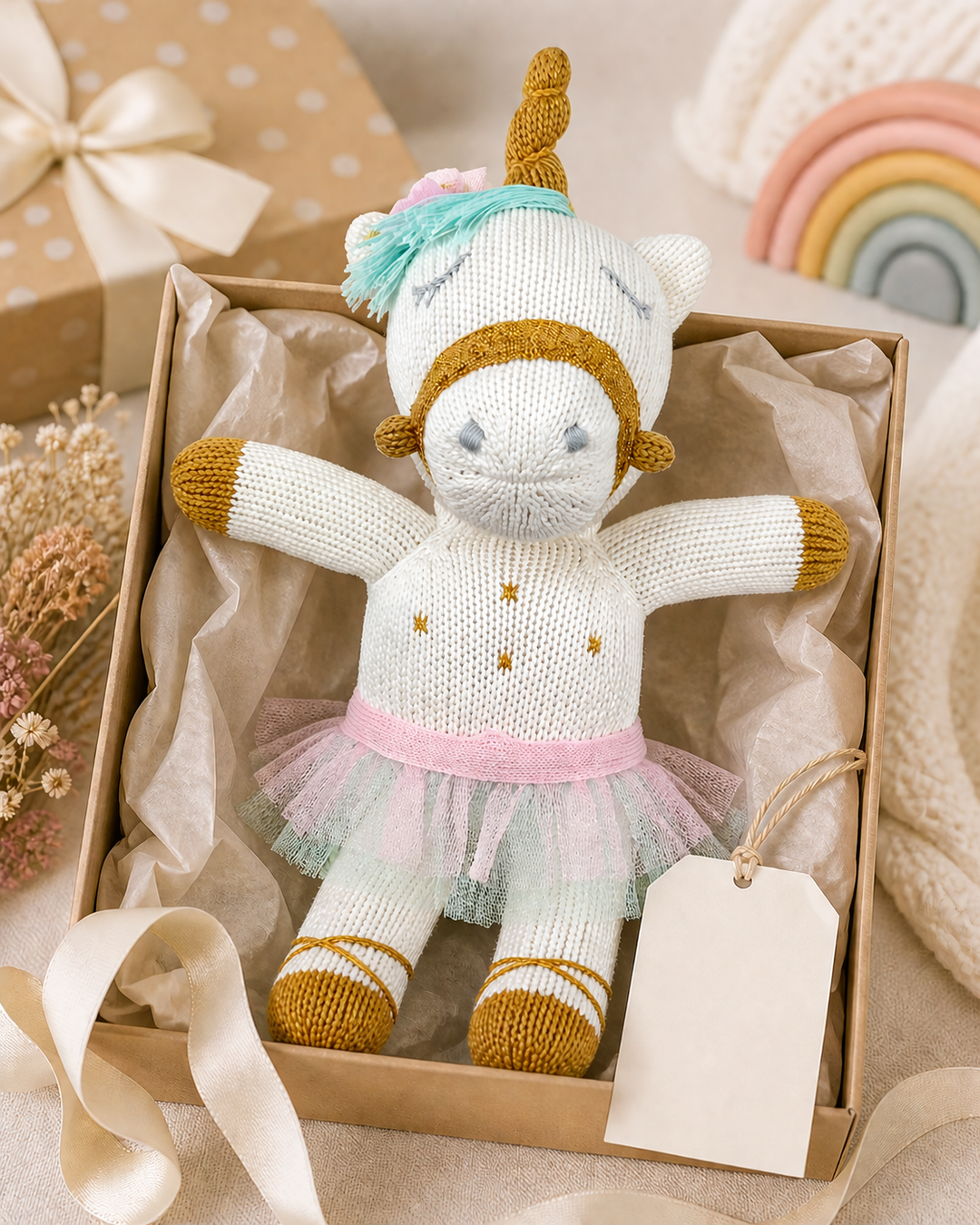 Rainbow Pop the Unicorn Knit Doll