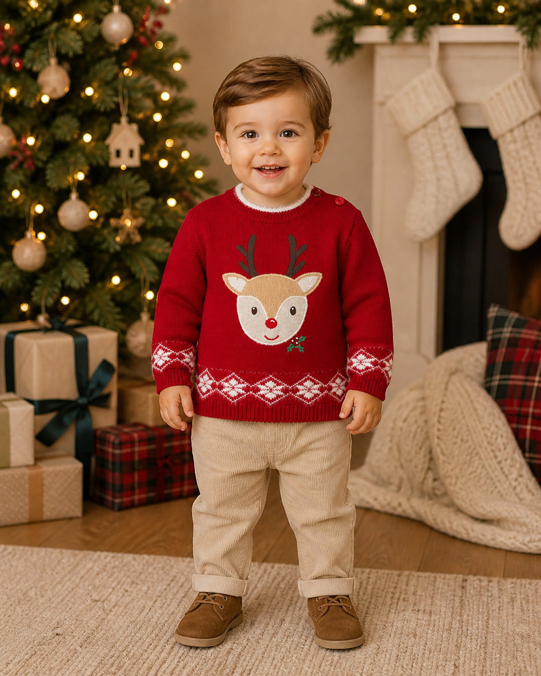 Reindeer Face Knit Sweater