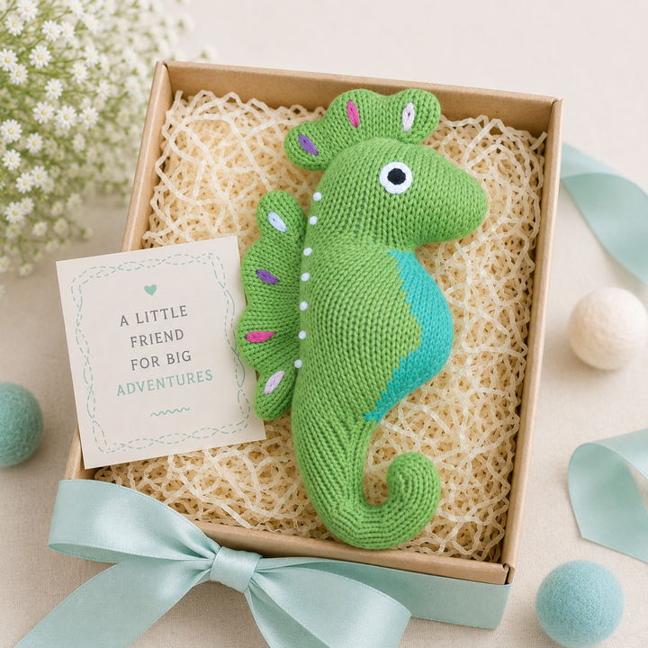 Susie the Seahorse Knit Rattle