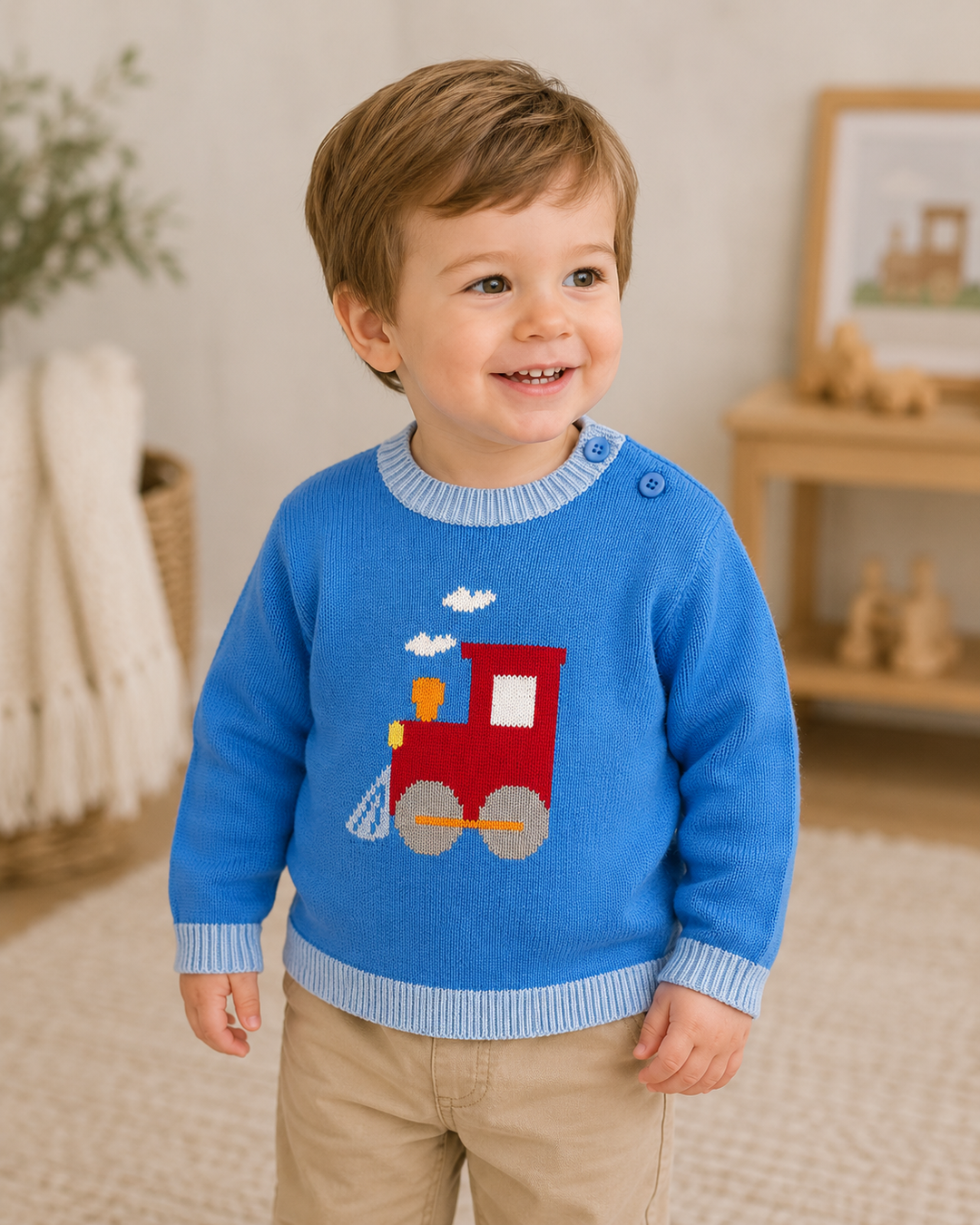 Train Intarsia Knit Sweater