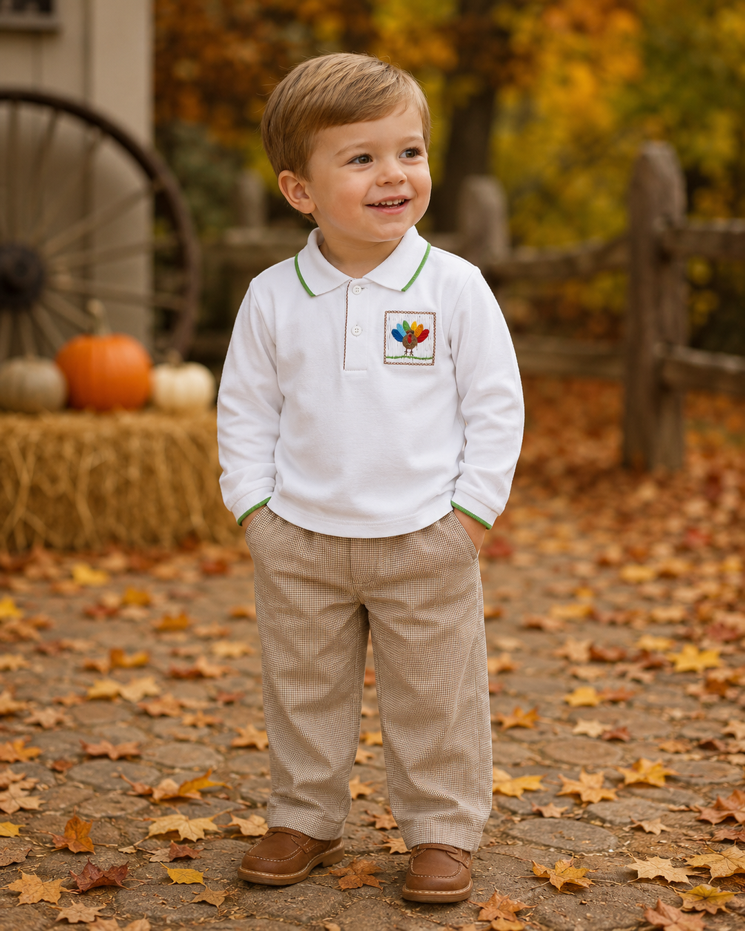 Turkey Hand Picture Smocked Top &amp; Pant Set