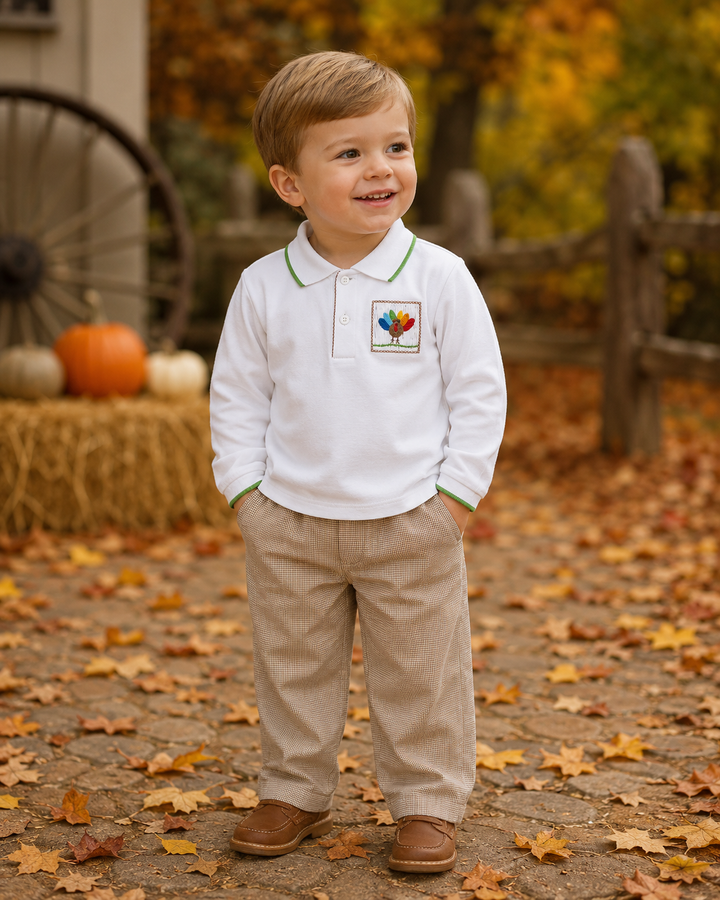 Turkey Hand Picture Smocked Top &amp; Pant Set