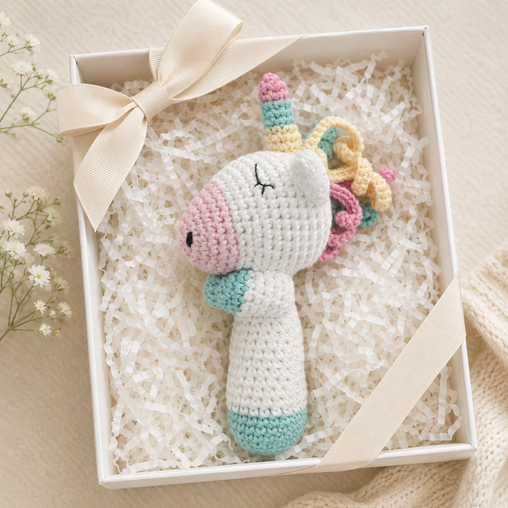 Unicorn Crochet Stick Rattle