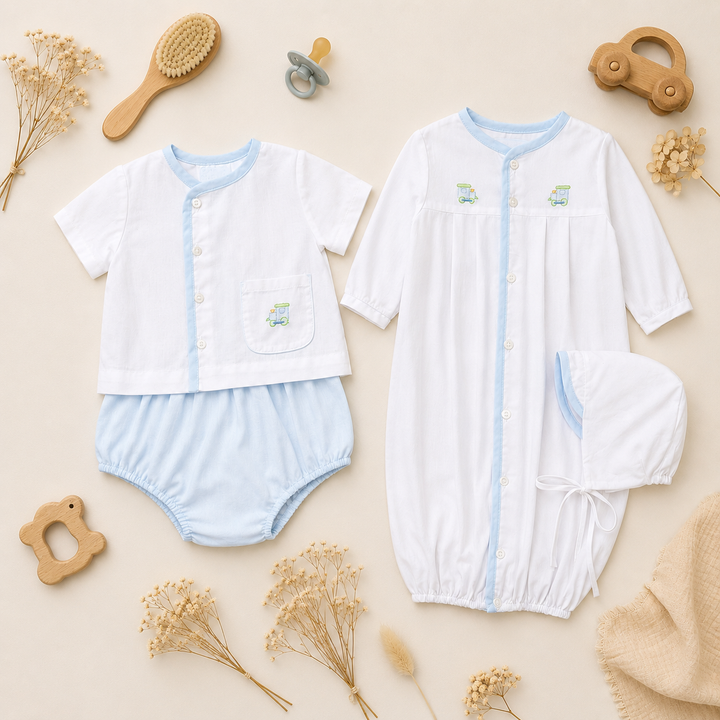 Shadow Stitch Train Diaper Set