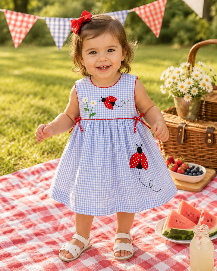 Sundress with Ladybug Appliques