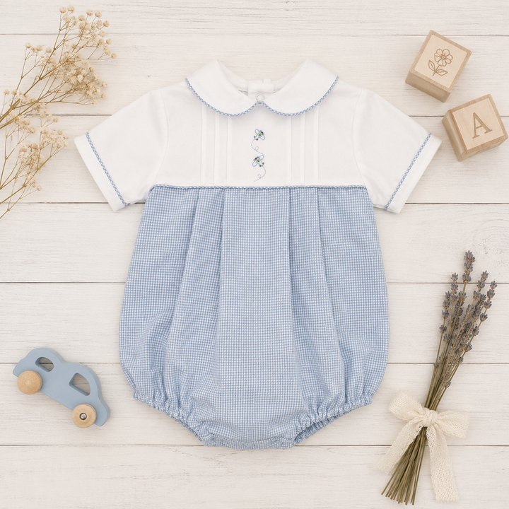 Embroidered Airplane Mini Check Bubble