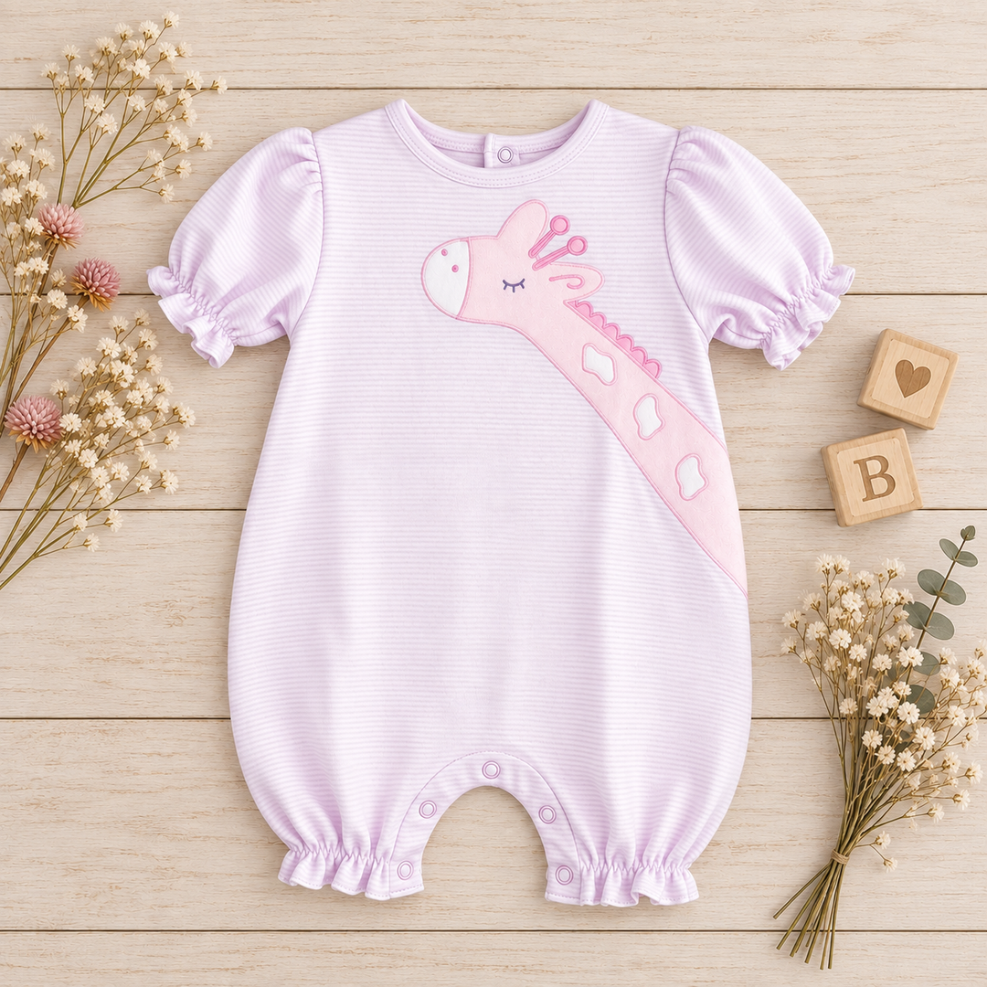 Giraffe Applique Knit French Bubble