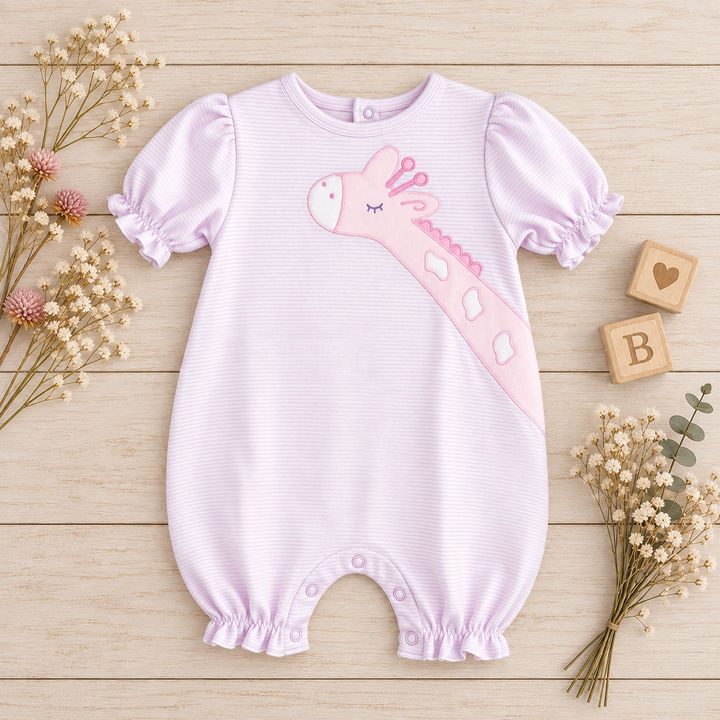 Giraffe Applique Knit French Bubble