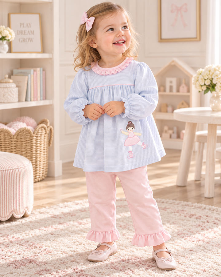 Ballerina Applique Knit Top &amp; Pant Set
