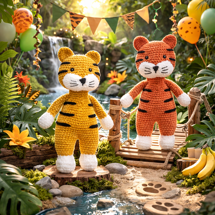Tully the Tiger Chenille Crochet Doll 12"