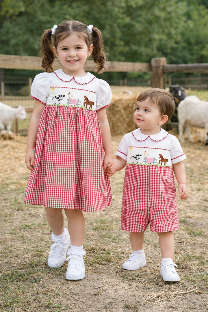 Hand Picture Smocked Farm Animal Dress