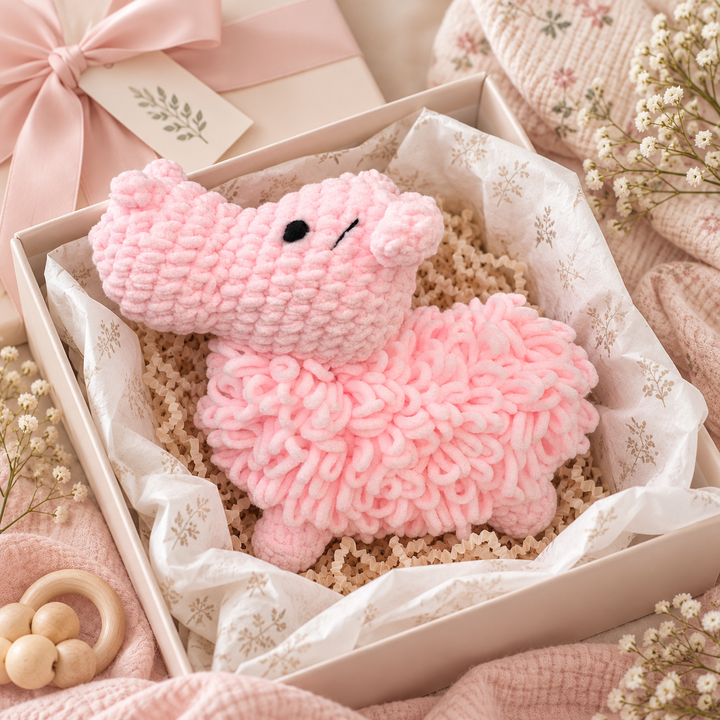 Bubblegum the Hippo Loopy Chenille Crochet Doll