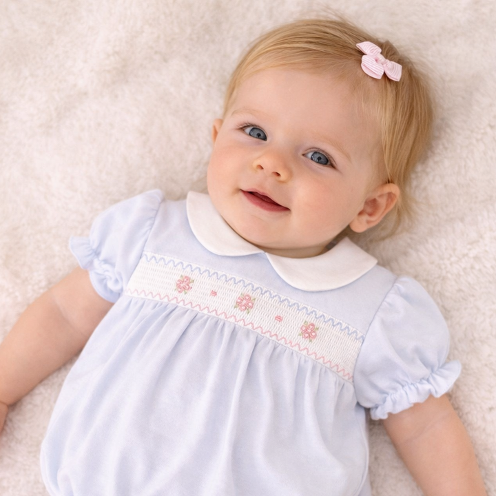 Smocked Flower Knit Dress