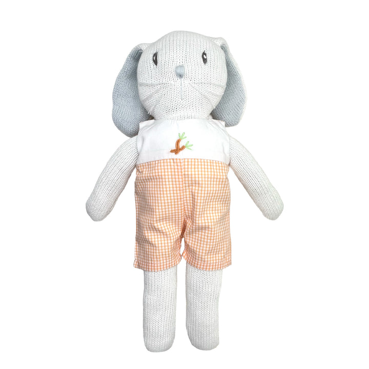 Knit Bunny Doll with Embroidered Carrot Romper
