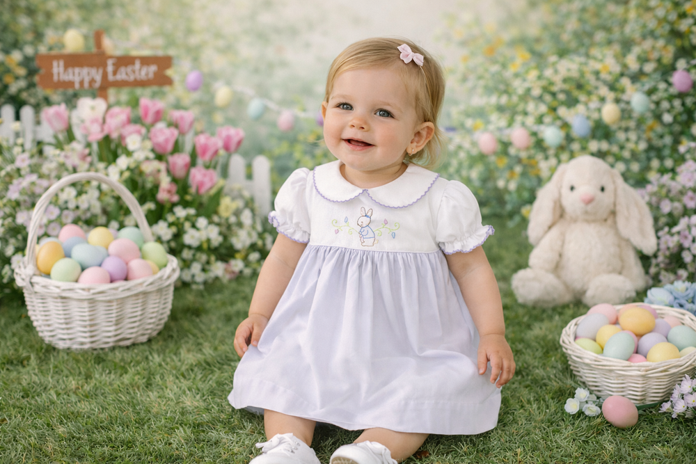 easter dresses for baby girl XFGLCK Newborn My 1st Skirt Outfit Bunny Letters Short Sleeve Bodysuit Tutu Skirt Headband Leg Warmers 4pcs (My 1st Easter, 0-3 m): Clothing, Shoes & Jewelry the color may be slightly different Pink with Easter Bunnies Dress
