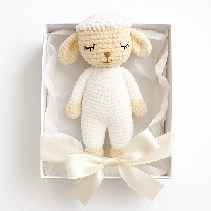 Liesel the Lamb Chenille Hand Crochet Doll 12"