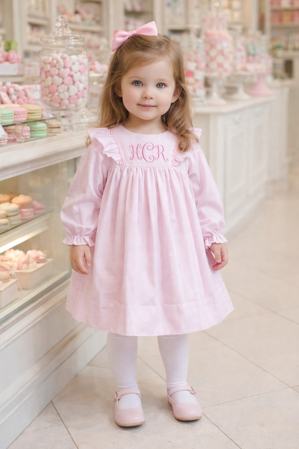 Long Sleeve Monogram-able Dress with Hand Smocking
