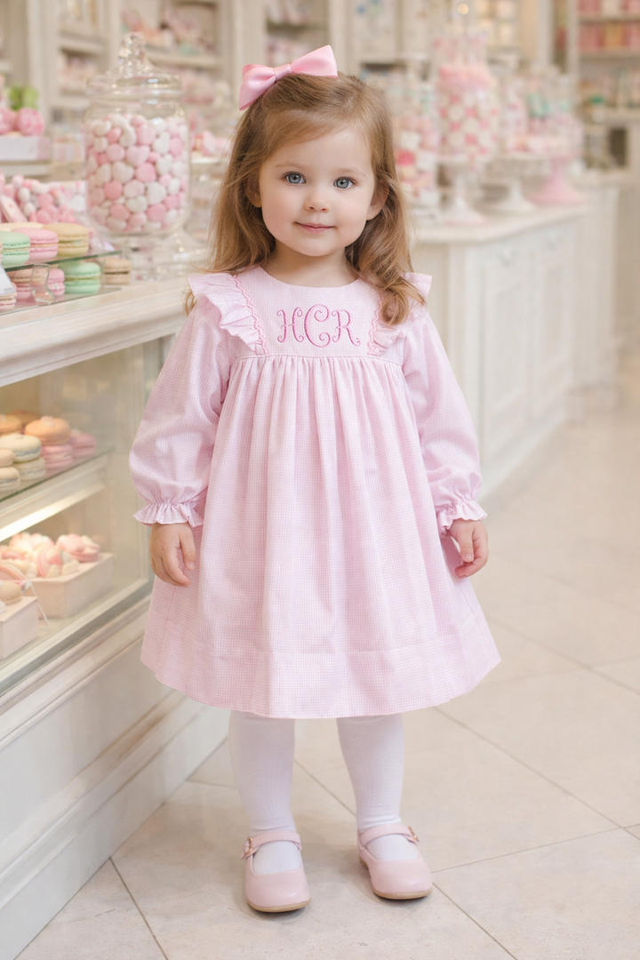 Long Sleeve Monogram-able Dress with Hand Smocking