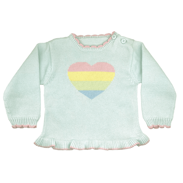 Rainbow Heart Knit Sweater