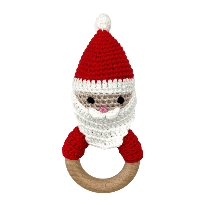 Santa Bamboo Crochet Woodring Rattle