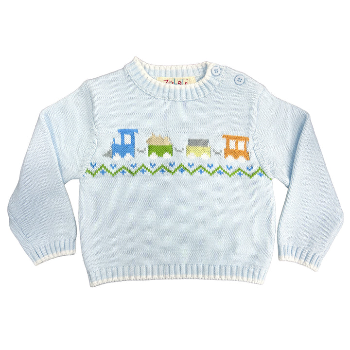 Train Intarsia Hand Knit Sweater