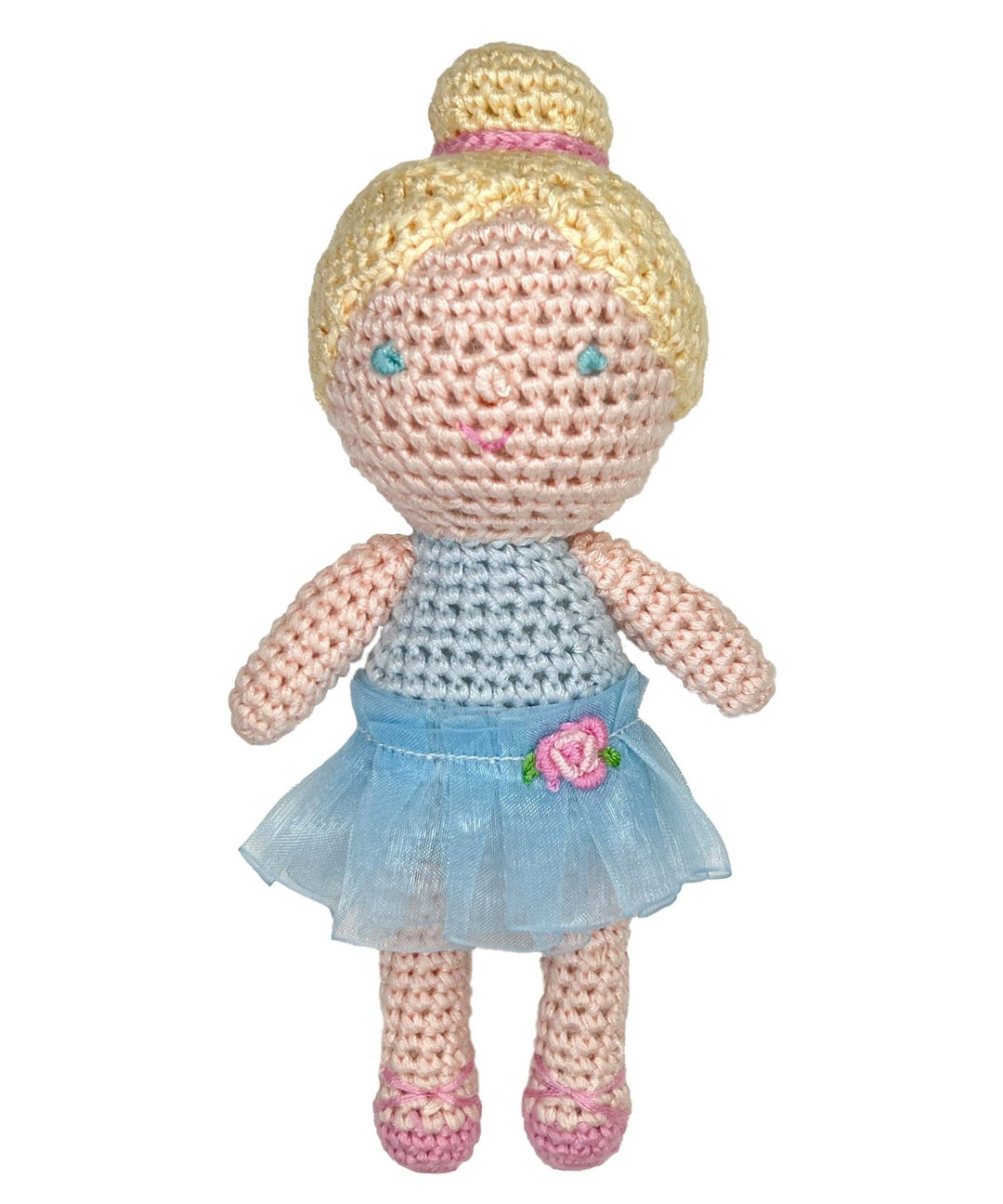Ballerina Bamboo Crochet Rattle in Blue - Petit Ami & Zubels All Baby! Toy