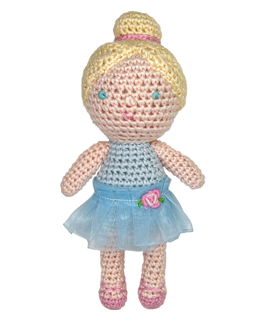 Ballerina Bamboo Crochet Rattle in Blue - Petit Ami & Zubels All Baby! Toy