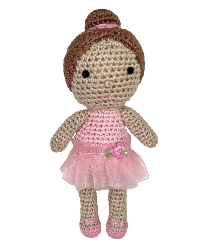 Ballerina Bamboo Crochet Rattle in Pink - Petit Ami &amp; Zubels All Baby! Toy