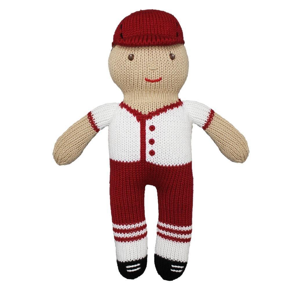 Baseball Player Knit Doll in Red & White - Petit Ami & Zubels All Baby! Toy