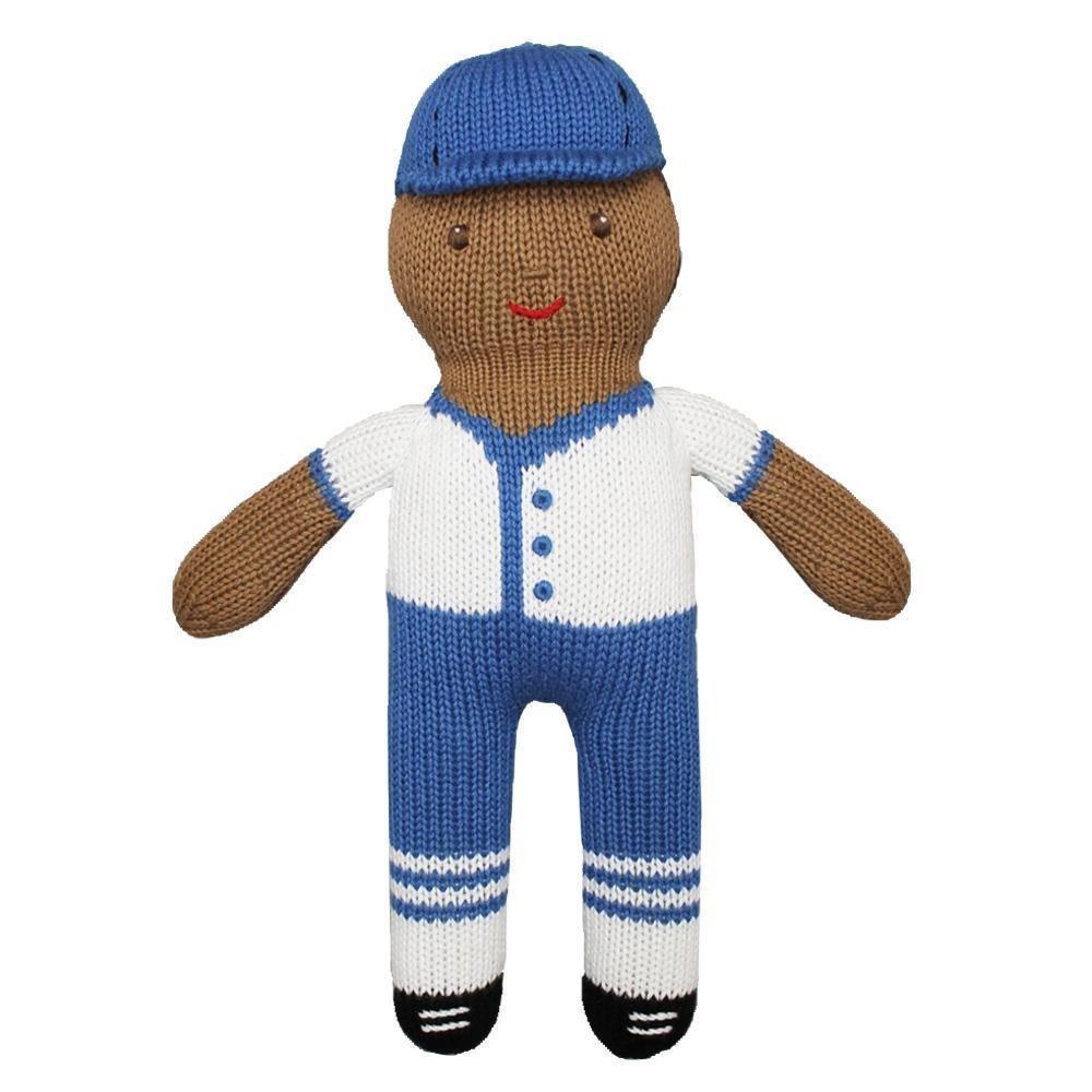 Baseball Player Knit Doll in Royal Blue & White - Petit Ami & Zubels All Baby! Toy