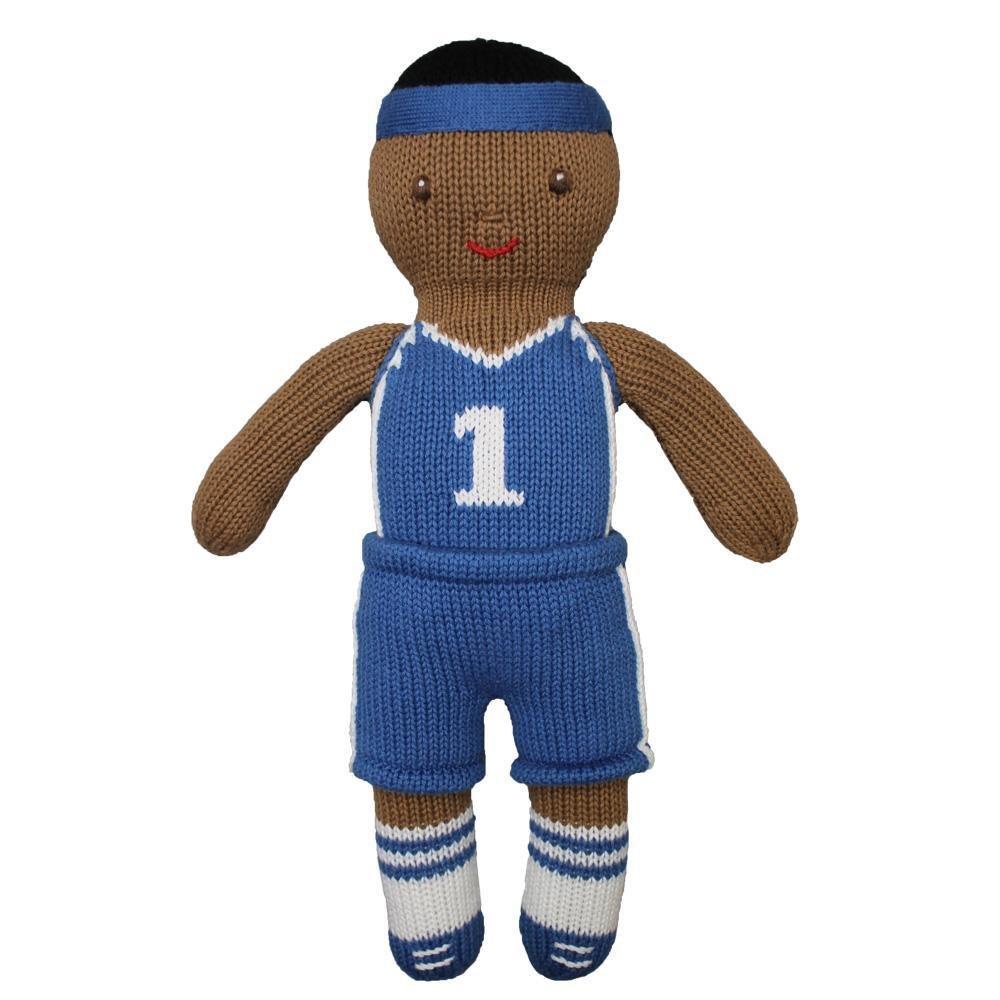 Basketball Player Knit Doll in Royal Blue & White - Petit Ami & Zubels All Baby! Toy