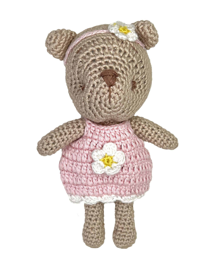 Bear Bamboo Crochet Rattle in Pink - Petit Ami & Zubels All Baby! Toy