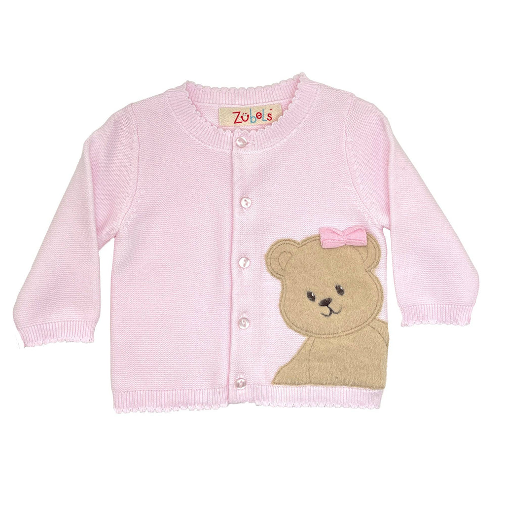 Bear Peek-A-Boo Cardigan Sweater in Pink - Petit Ami & Zubels All Baby! Cardigan