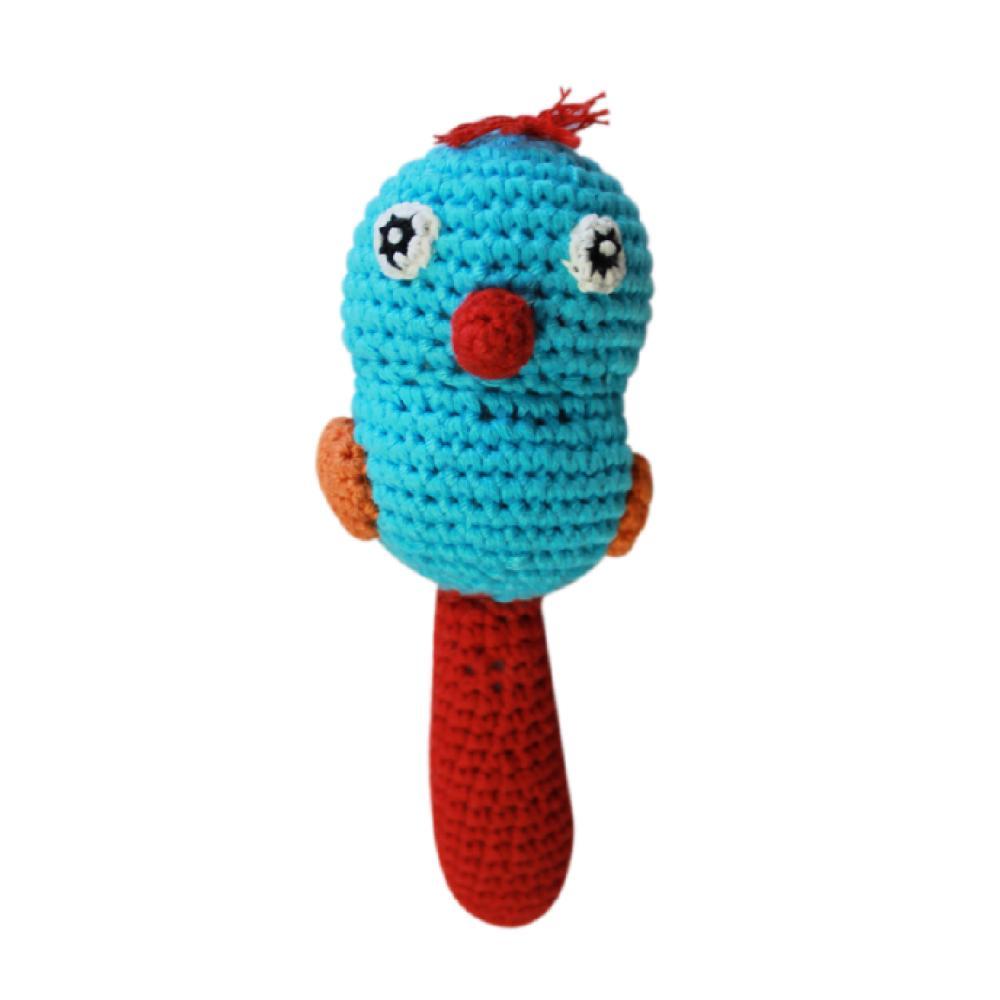 Bird Crochet Stick Rattle in Blue - Petit Ami & Zubels All Baby! Toy