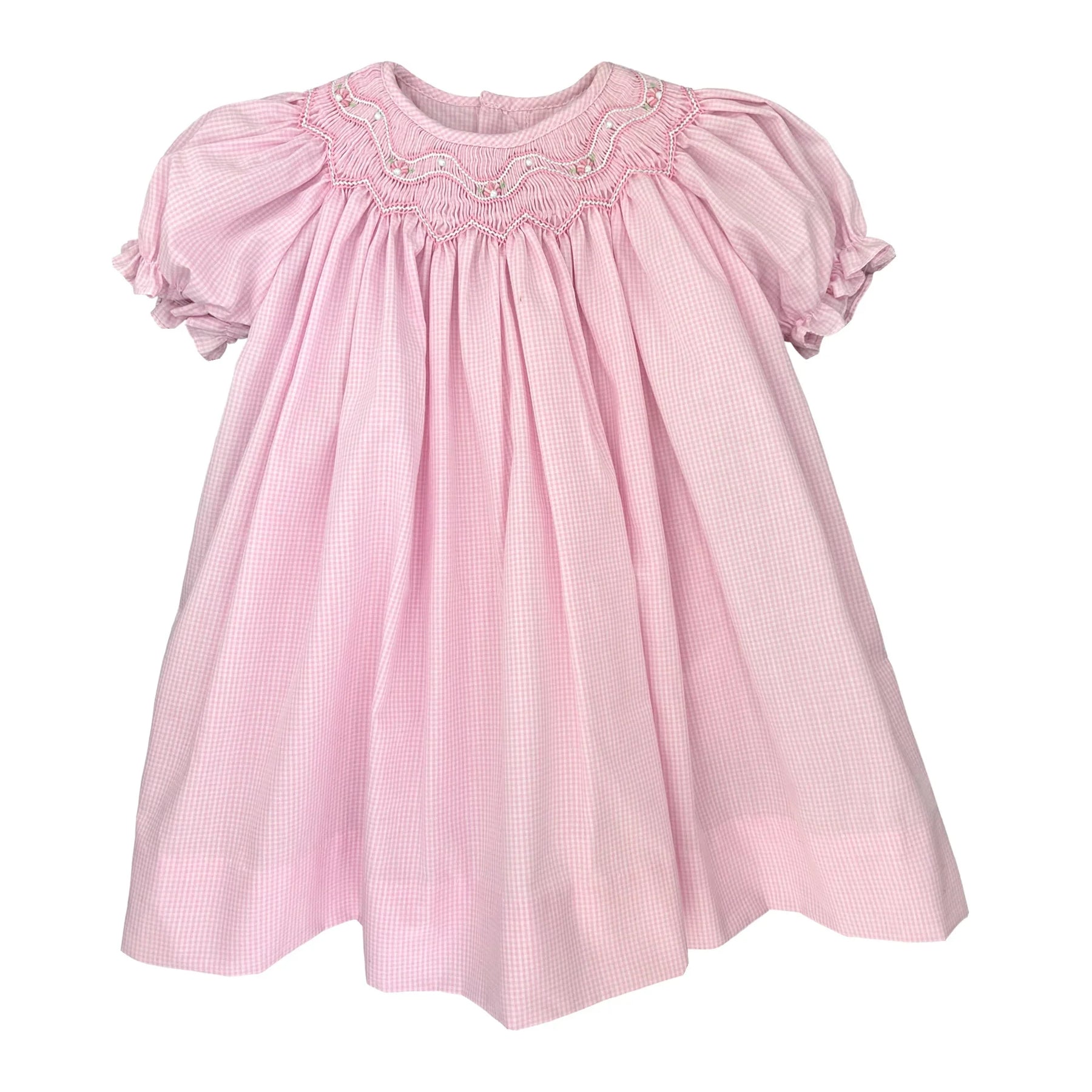 Petit Ami Pink Smocked Gingham Dress