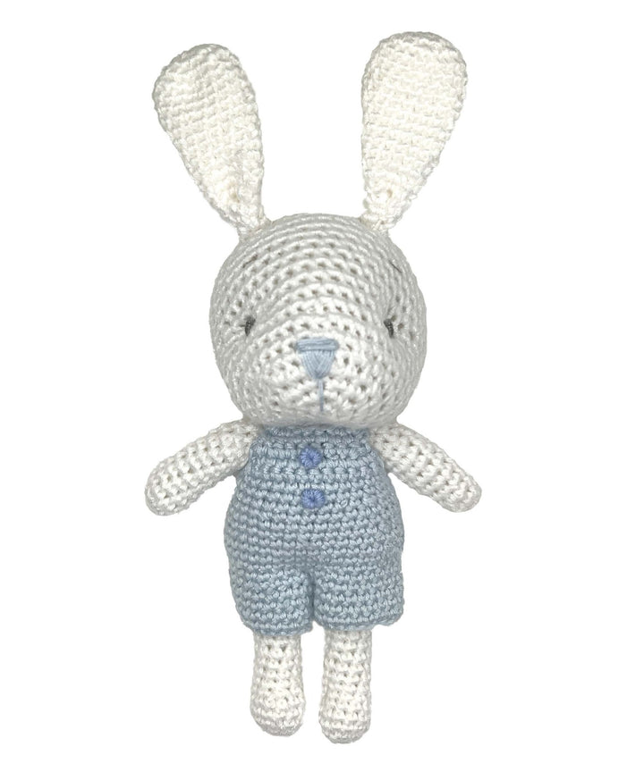Bunny Bamboo Crochet Rattle in Blue - Petit Ami &amp; Zubels All Baby! Toy