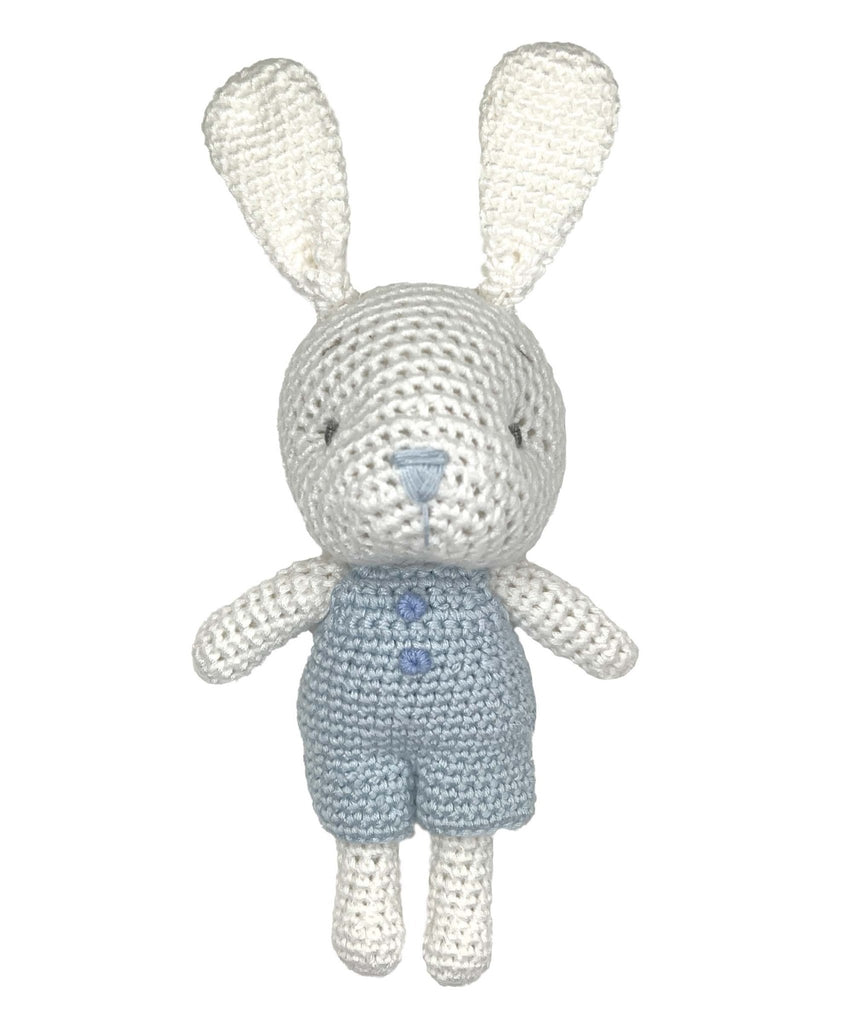 Bunny Bamboo Crochet Rattle in Blue - Petit Ami & Zubels All Baby! Toy