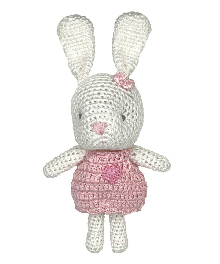 Bunny Bamboo Crochet Rattle in Pink - Petit Ami &amp; Zubels All Baby! Toy