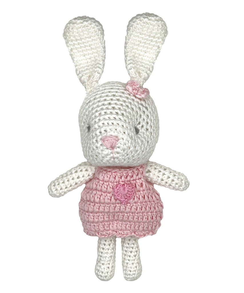 Bunny Bamboo Crochet Rattle in Pink - Petit Ami & Zubels All Baby! Toy