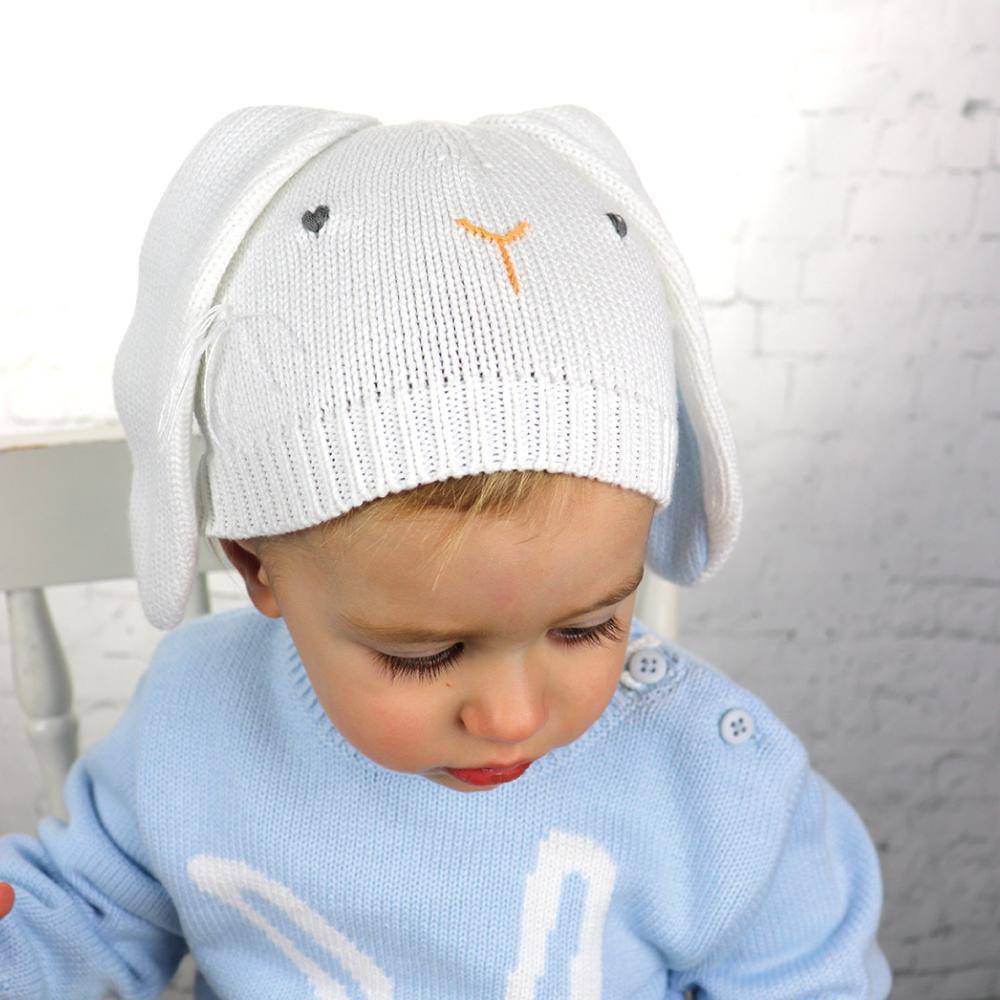 Bunny Knit Hat in Blue - Petit Ami & Zubels All Baby! Hat