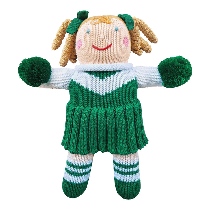 Cheerleader Knit Doll - Green &amp; White - Petit Ami &amp; Zubels All Baby! Toy