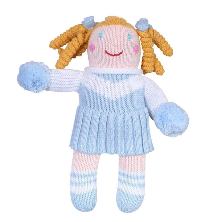 Cheerleader Knit Doll - Light Blue &amp; White - Petit Ami &amp; Zubels All Baby! Toy