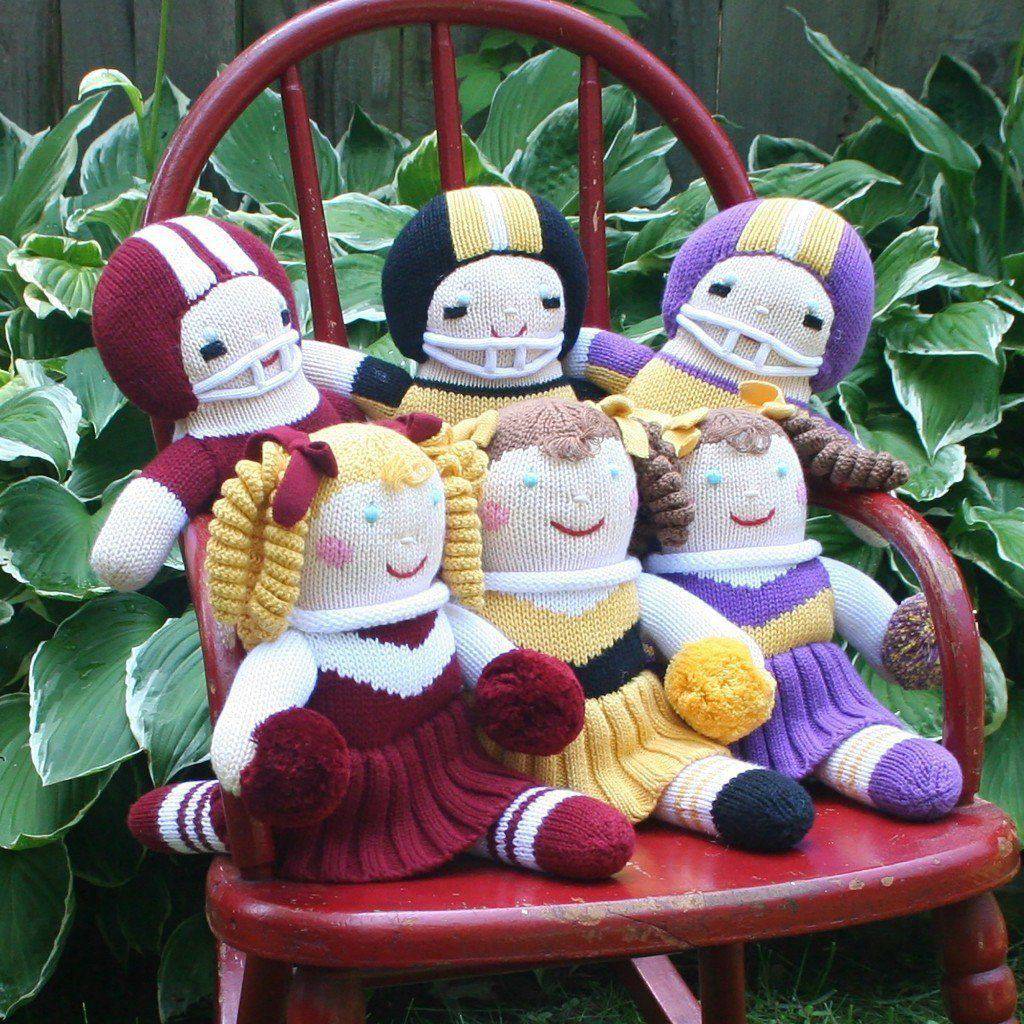 Cheerleader Knit Doll - Maroon & White - Petit Ami & Zubels All Baby! Toy